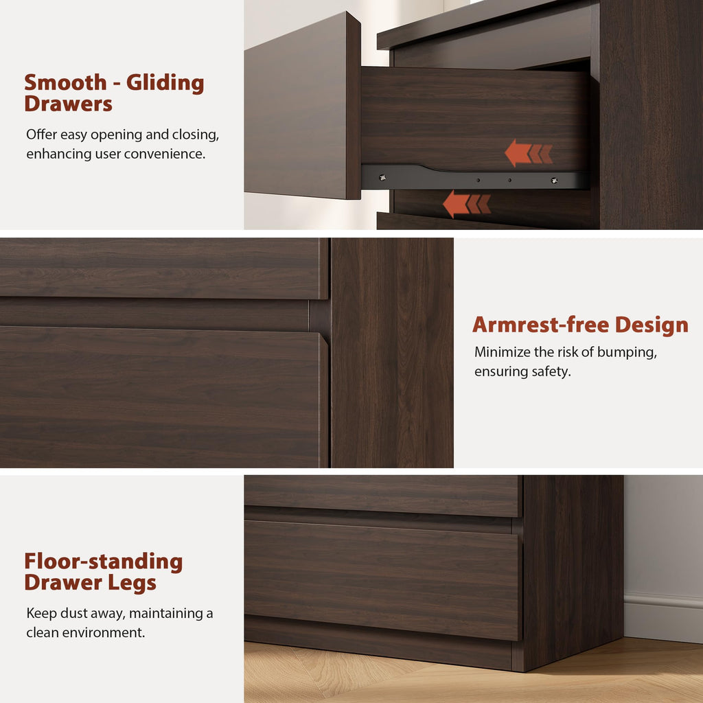 Brown 5 Drawer Wood Dresser J762