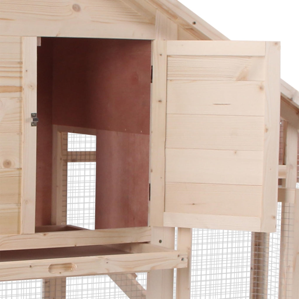 55" 2-Tier Wooden Rabbit Hutch with Ramp N221208