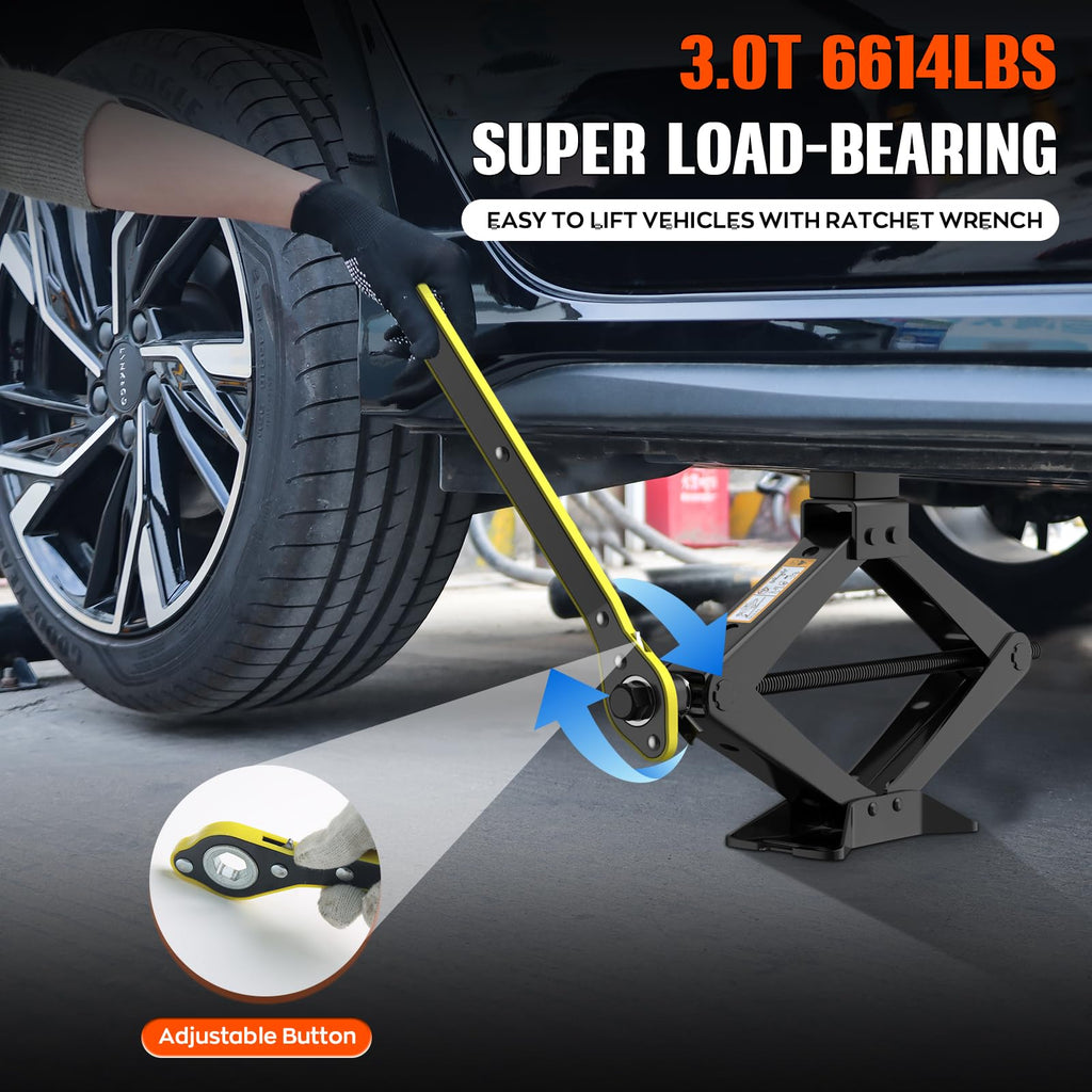 3 Ton Portable Scissor Jack with Lug Wrench Y62457