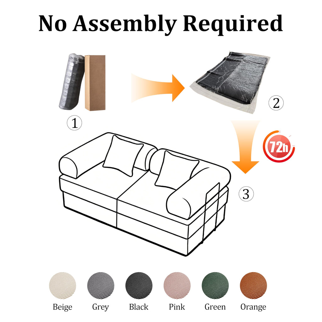Green Corduroy Convertible Sofa Bed with 2 Pillows W79545