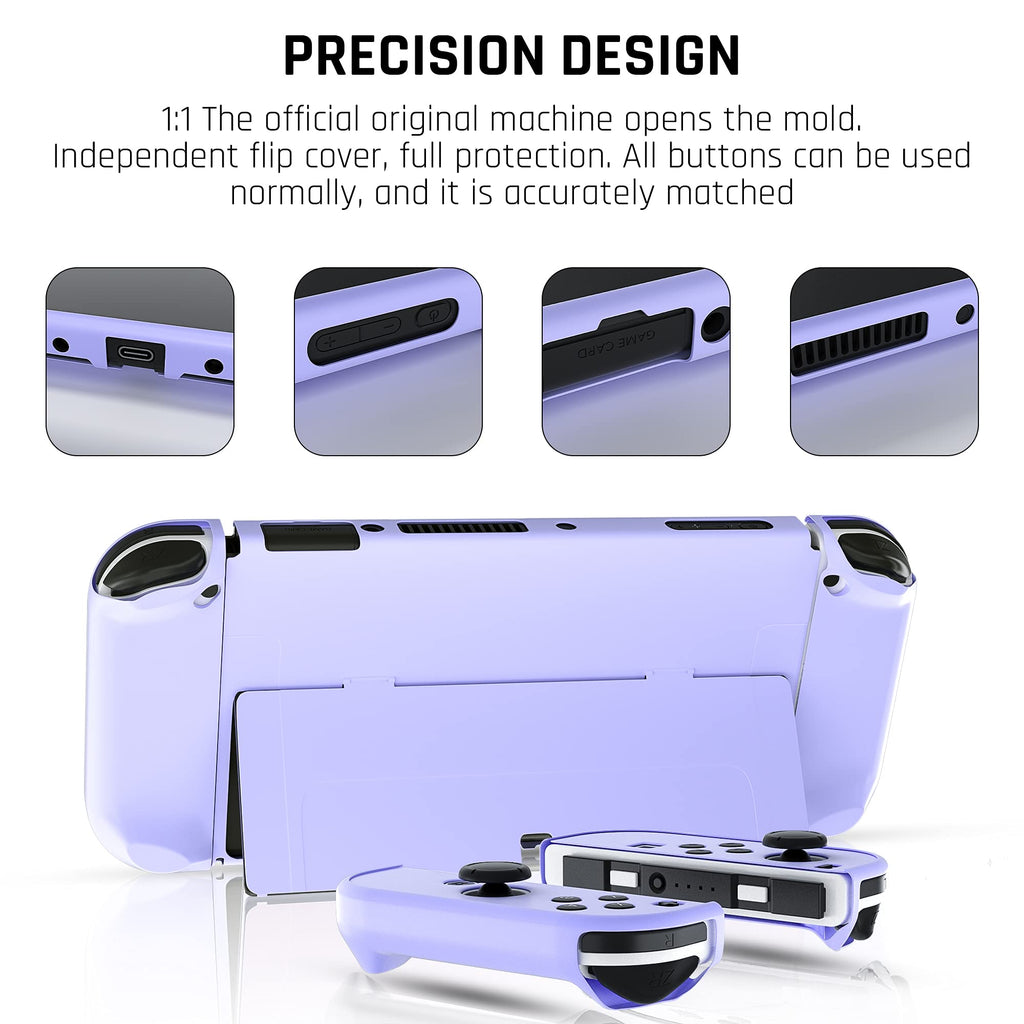 Purple Case for Nintendo Switch OLED Model with Screen Protector and 4 Thumb Grip Caps M204906