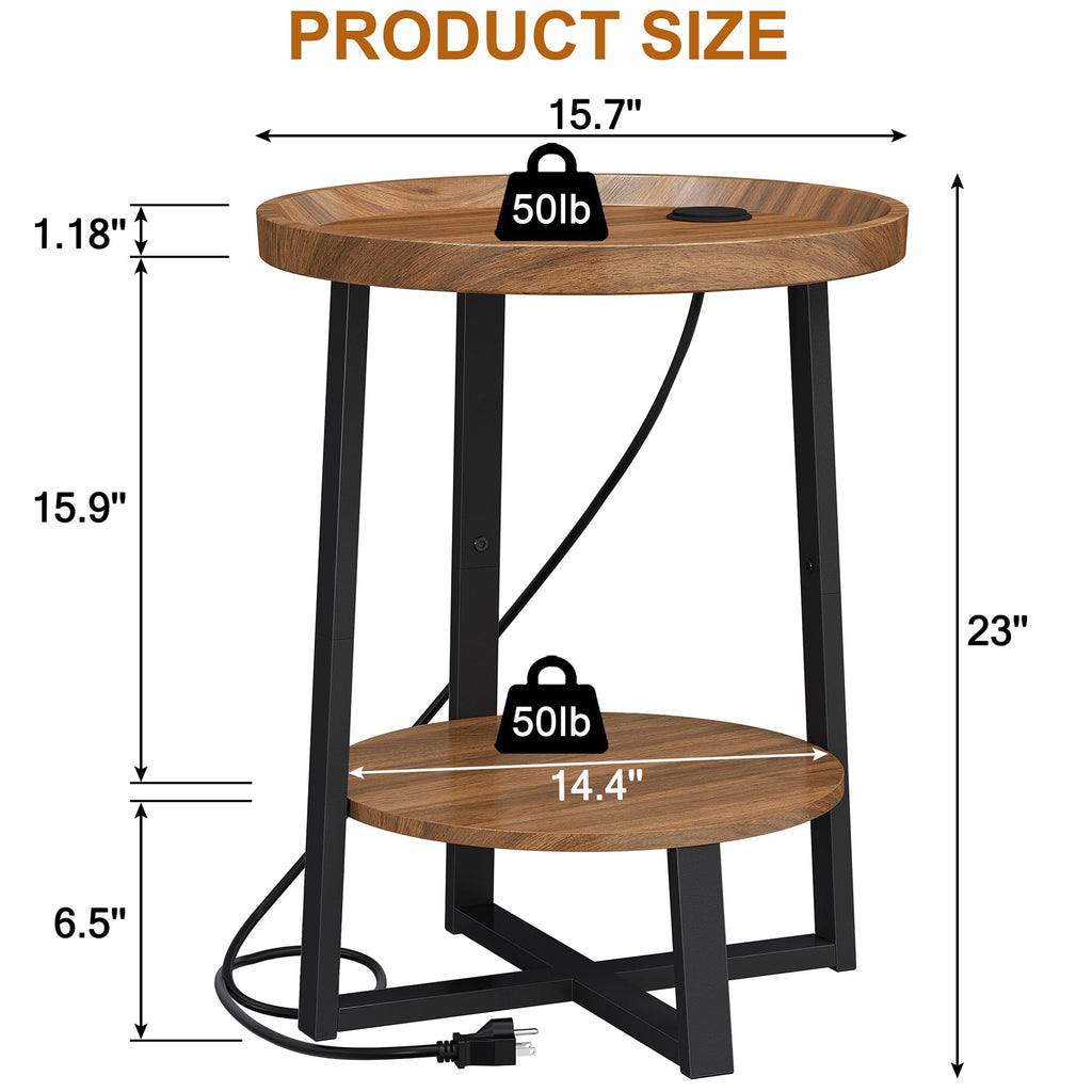 Round Side Table with Charging K926962