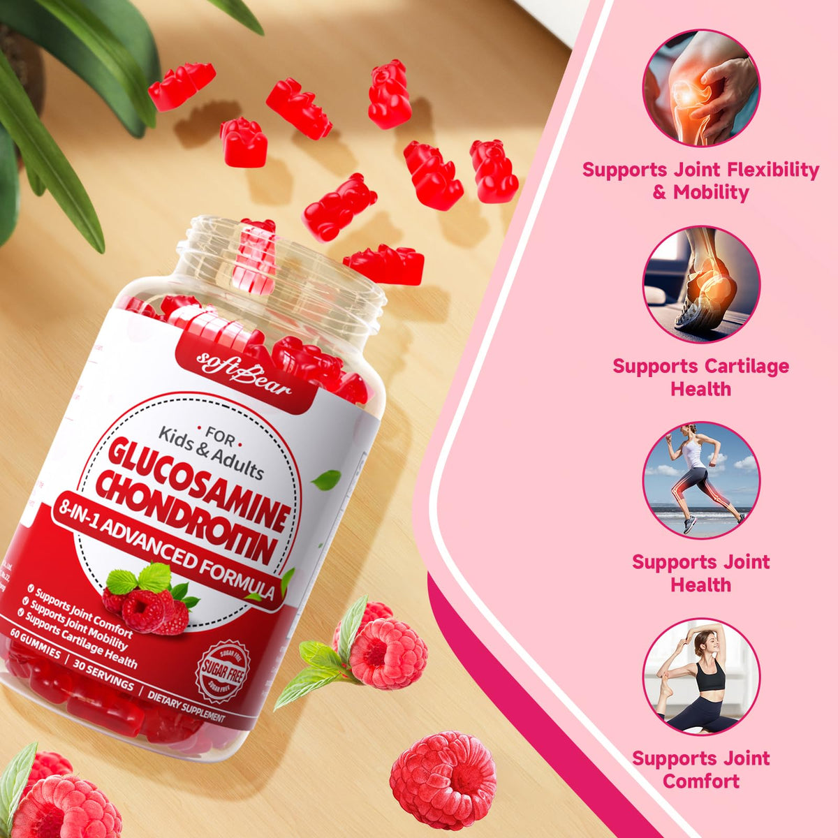 Sugar Free Glucosamine Chondroitin MSM Gummies 60 Count M6684