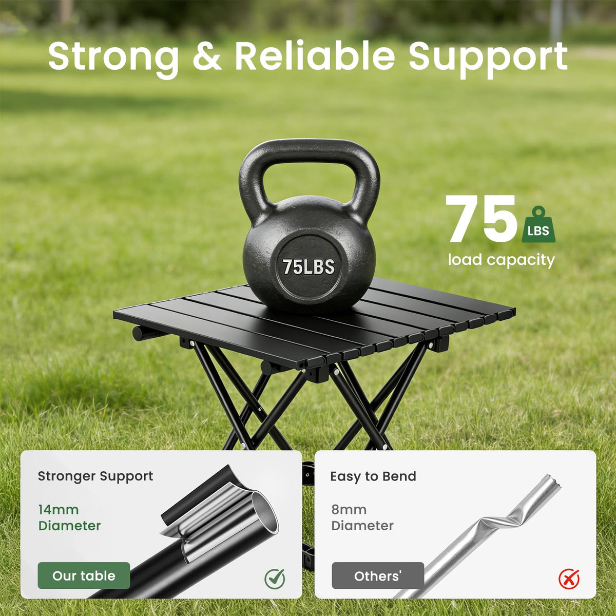 2 Pack Black Foldable Camping Table V71097