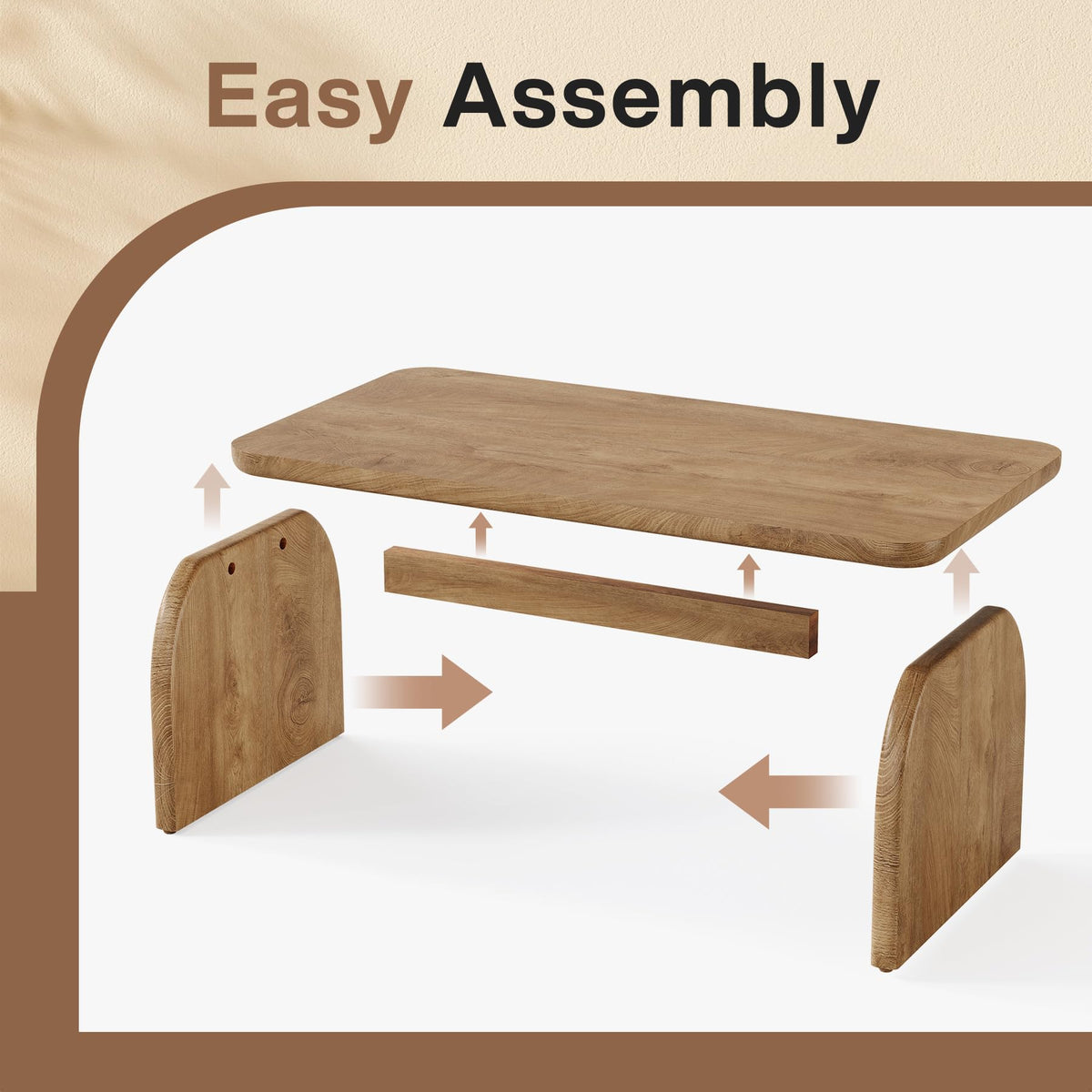 47-Inch Natural Brown Wood Coffee Table G627
