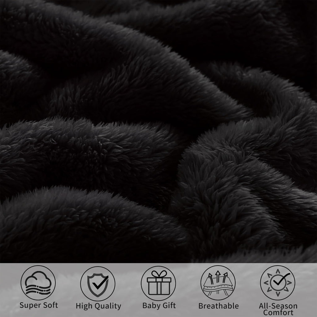Fleece Baby Blanket with Satin Trim Black 30''x40'' Z105987