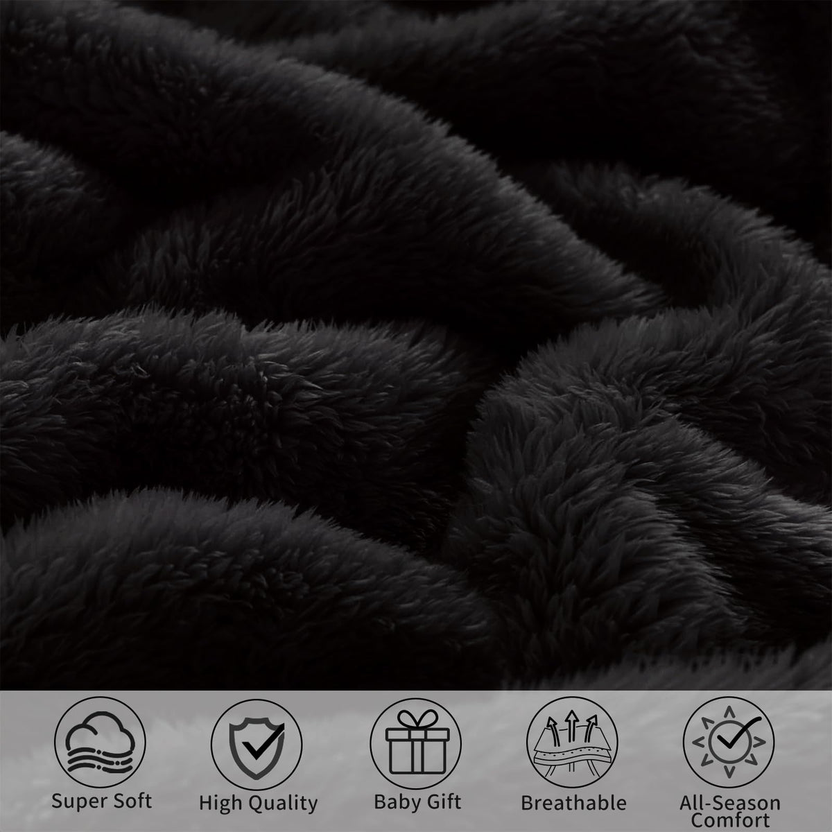 Fleece Baby Blanket with Satin Trim Black 30''x40'' Z105987