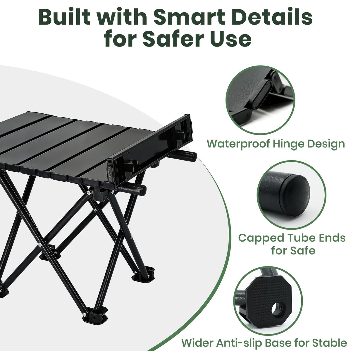 2 Pack Black Foldable Camping Table V71097