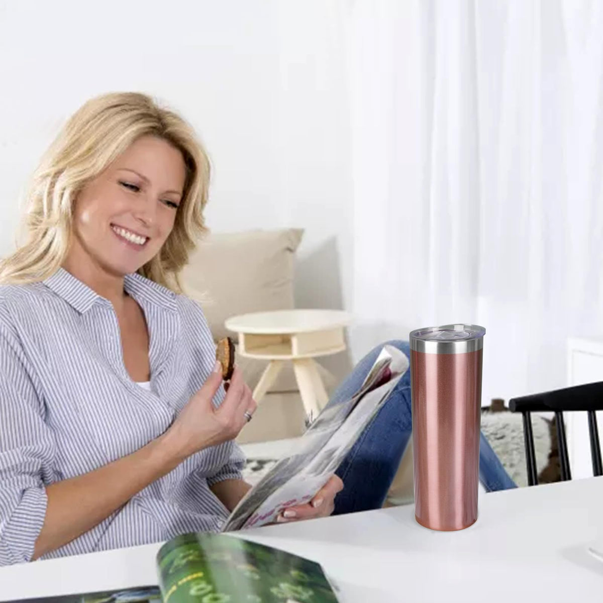 20 oz Stainless Steel Vacuum Insulated Tumbler with Lid and Straw M174