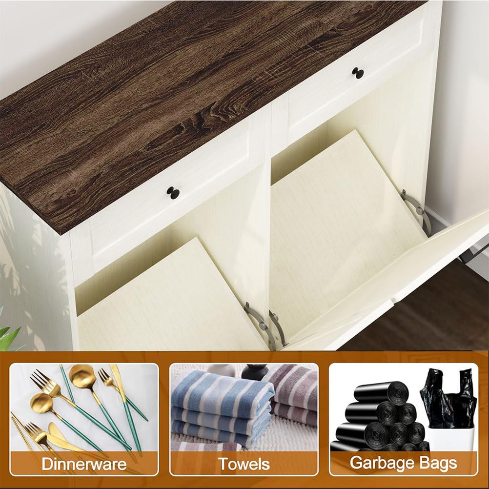 Double Tilt Out Trash Cabinet, Antique White D415200