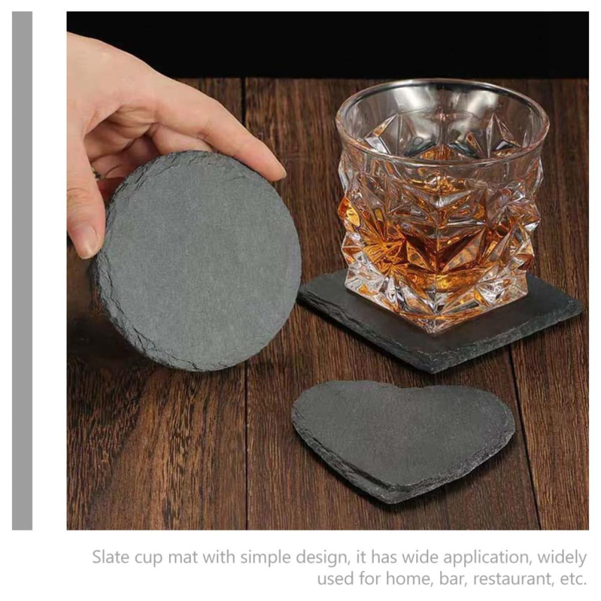 Black Natural Stone Cup Coaster Set Z650
