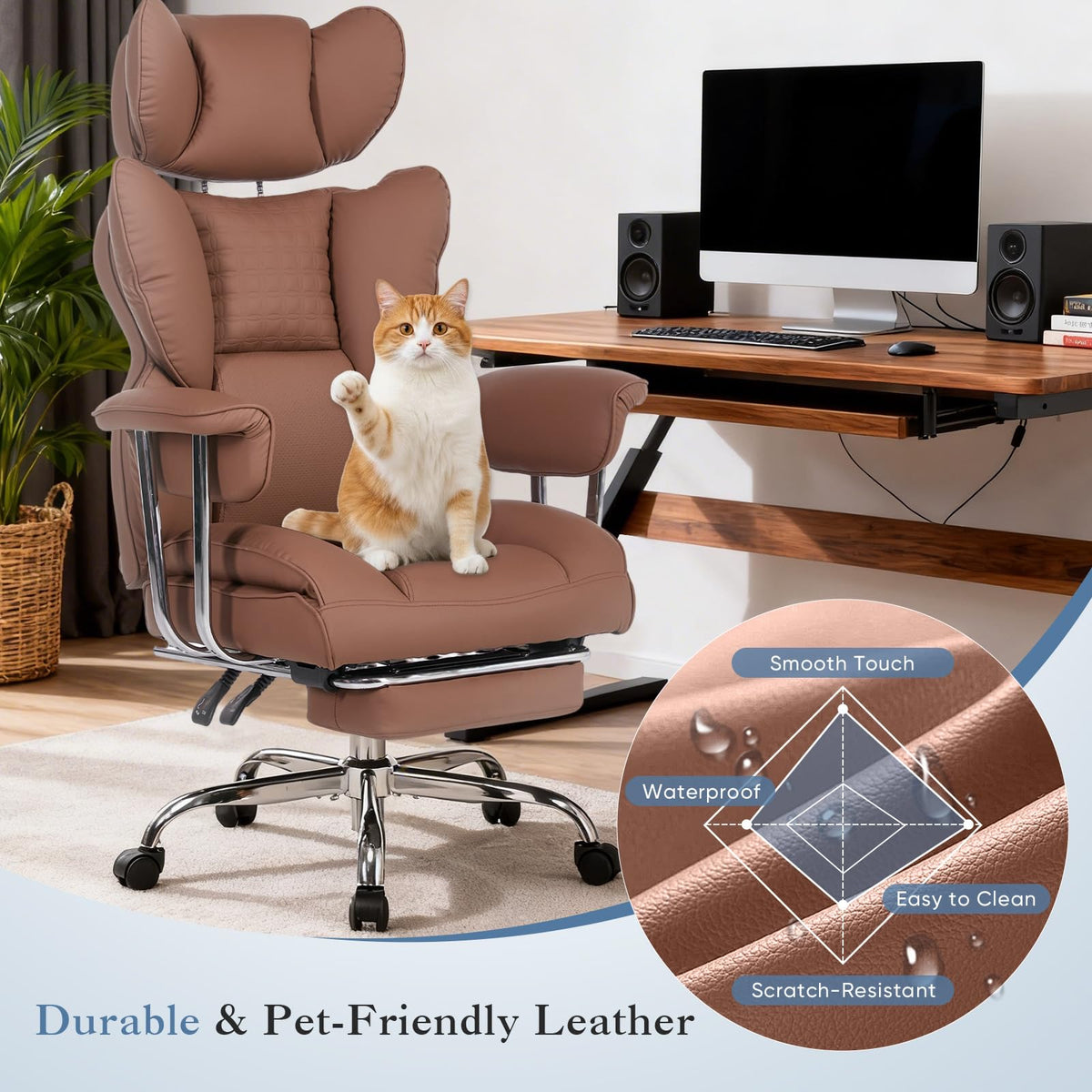 Big and Tall Home Office Desk Chair with Footrest M131573