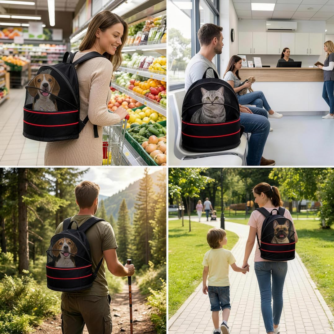 Expandable Dog Backpack Carrier with Breathable Front Opening-Black L56638