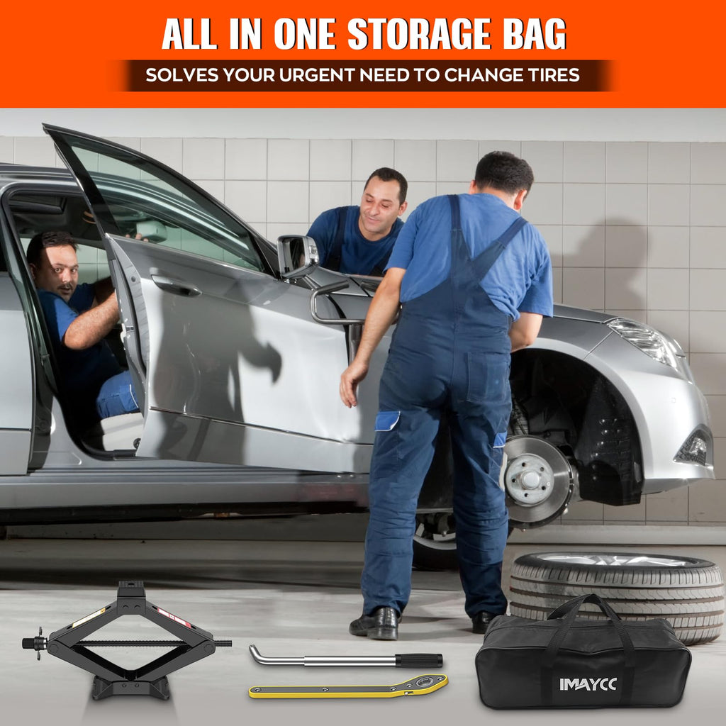 3 Ton Portable Scissor Jack with Lug Wrench Y62457