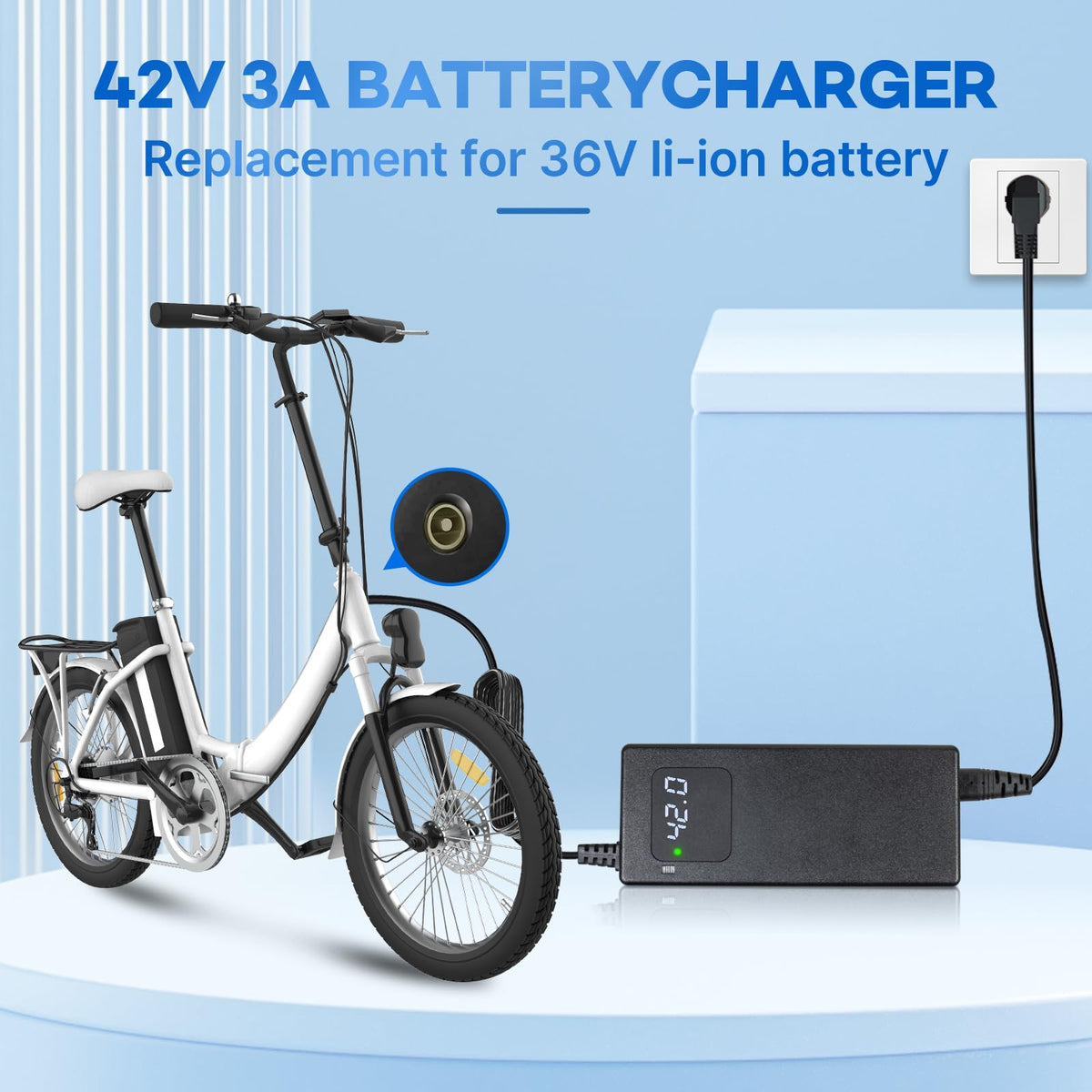 42V 3A Lithium Battery Charger with Display and Built-in Fan Q430
