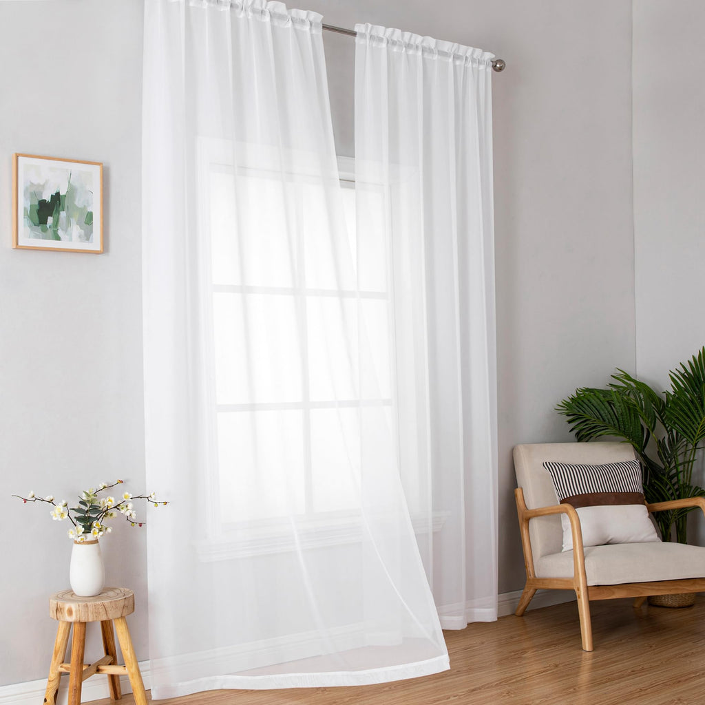 White Sheer Curtains 72 Inches Long 2 Panels E460997