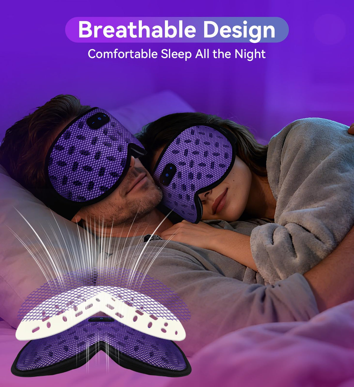 Bluetooth 3D Contoured Sleeping Eye Mask K28416