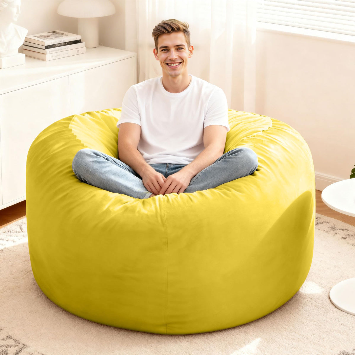 Giant 4' Memory Foam Bean Bag Chair with Microfiber Cover B32543