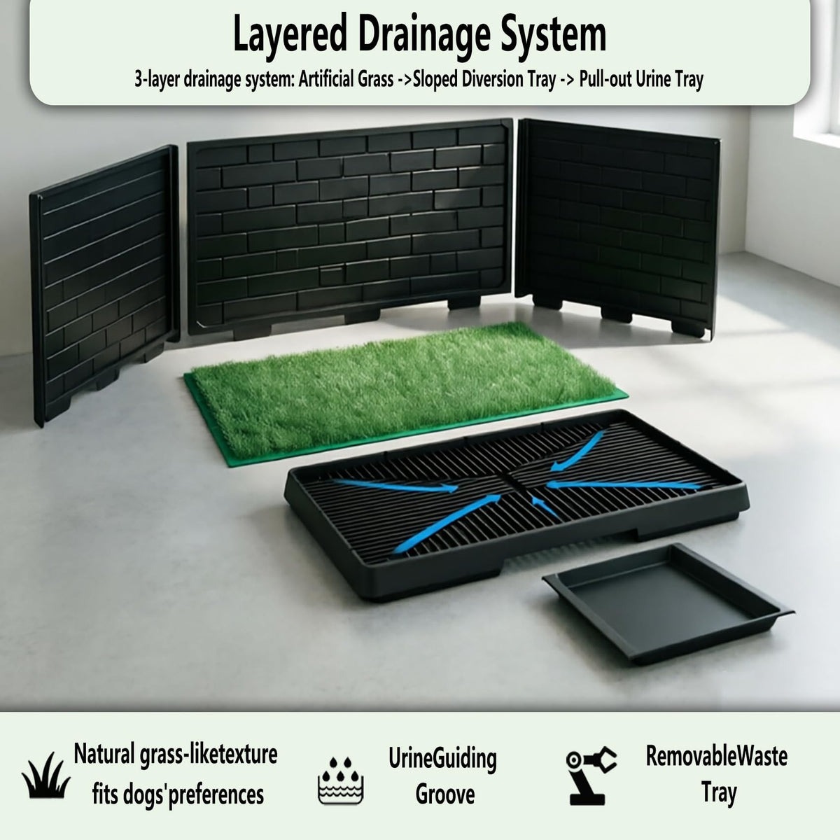 30"×20" Artificial Grass Dog Potty Tray V153