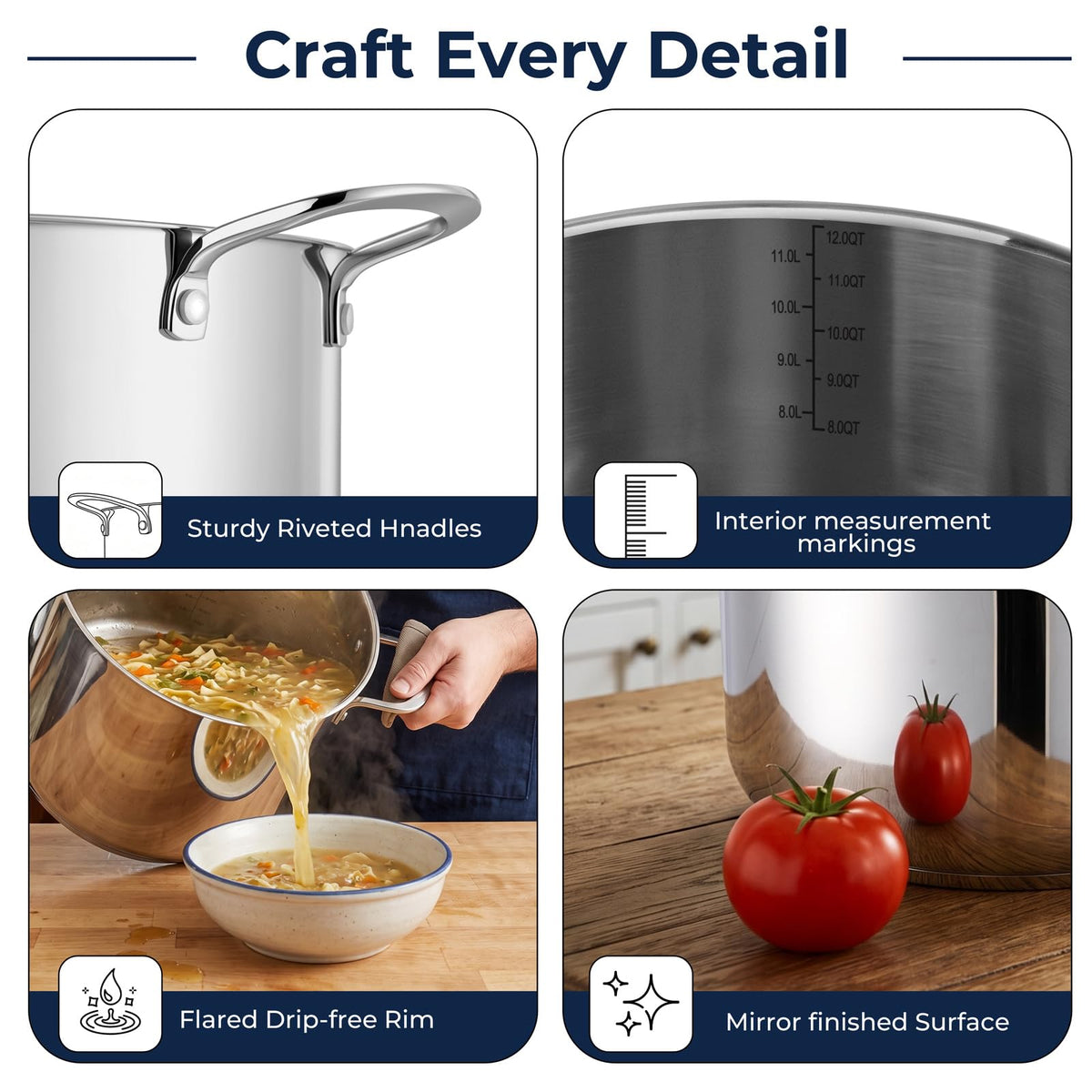 12 Qt Stainless Steel Stock Pot with Lid X15847