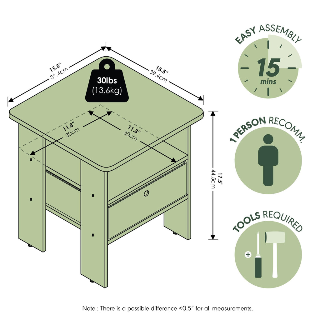 Set of 2 End Table with Bin Drawer K49714