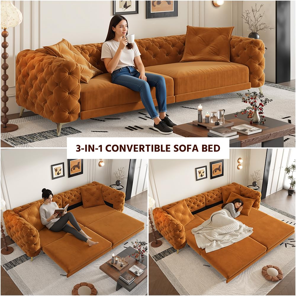 King 3 in 1 Convertible Sleeper Sofa with Ottoman P942730