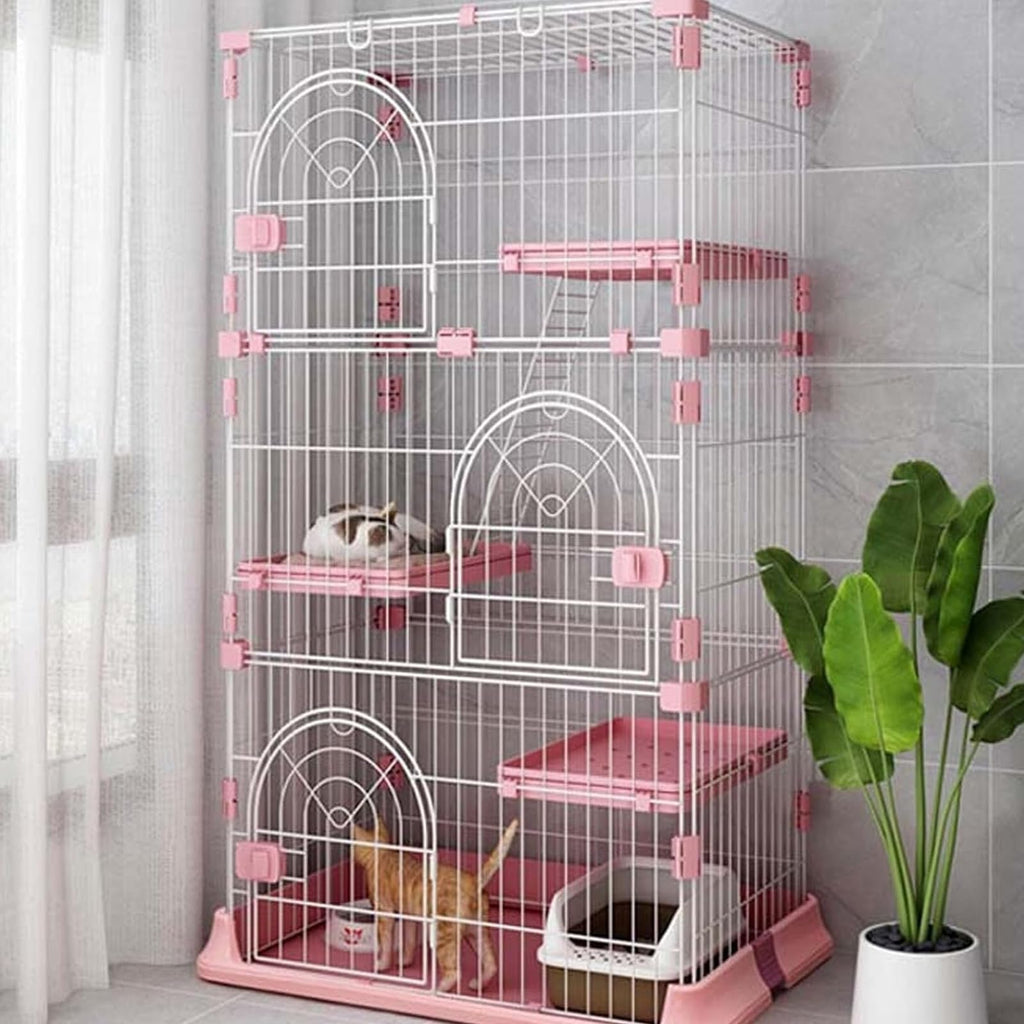 Pink Cat Cage with 3 Platforms and Ramp B14788