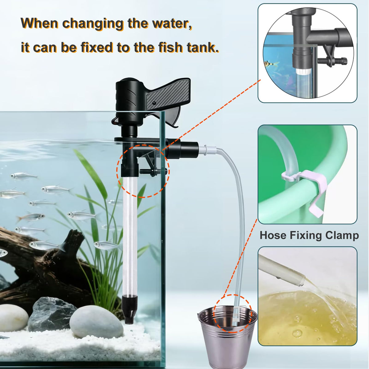 Aquarium Gravel Cleaner with 6Ft Water Hose and Skimmer Net E899669