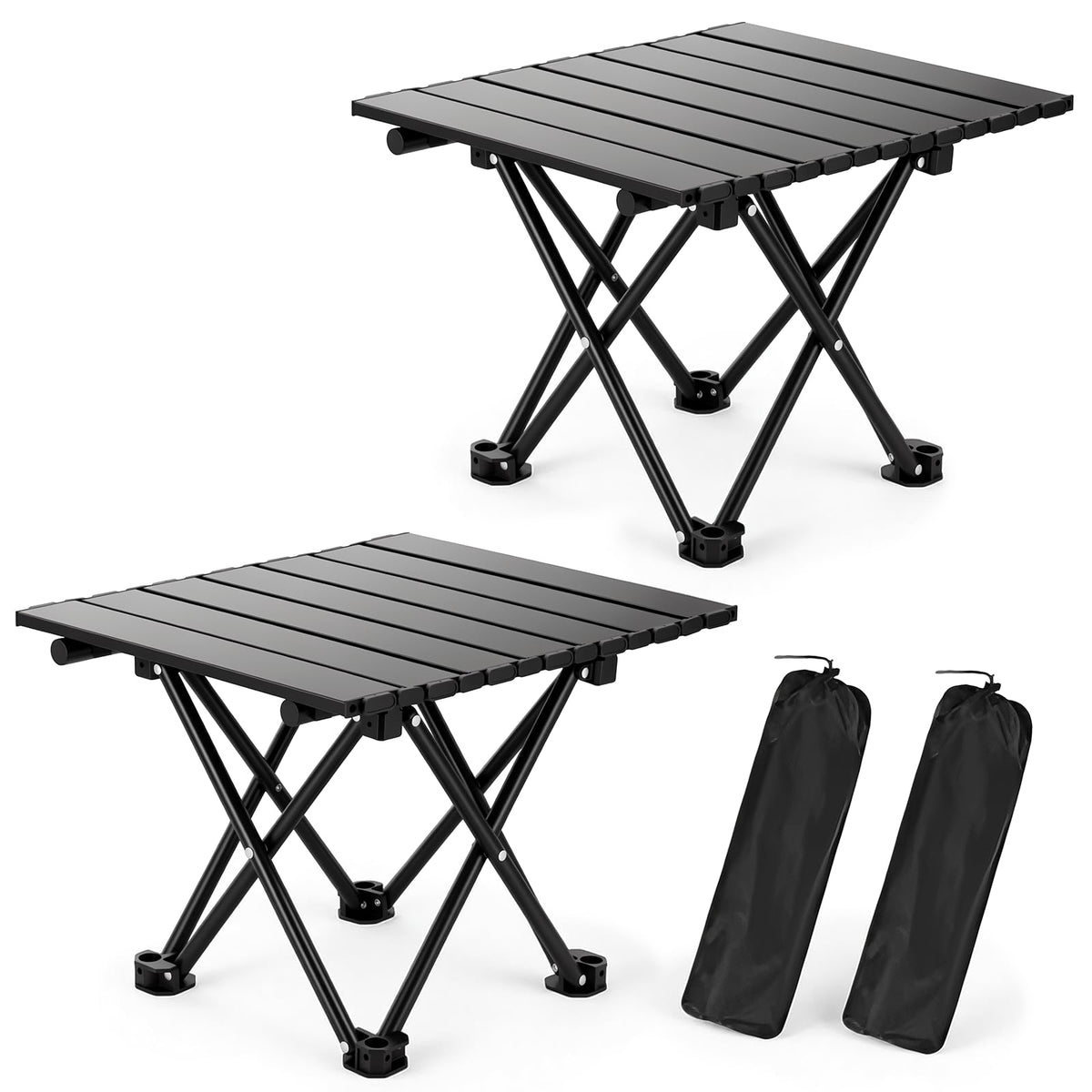 2 Pack Black Foldable Camping Table V71097