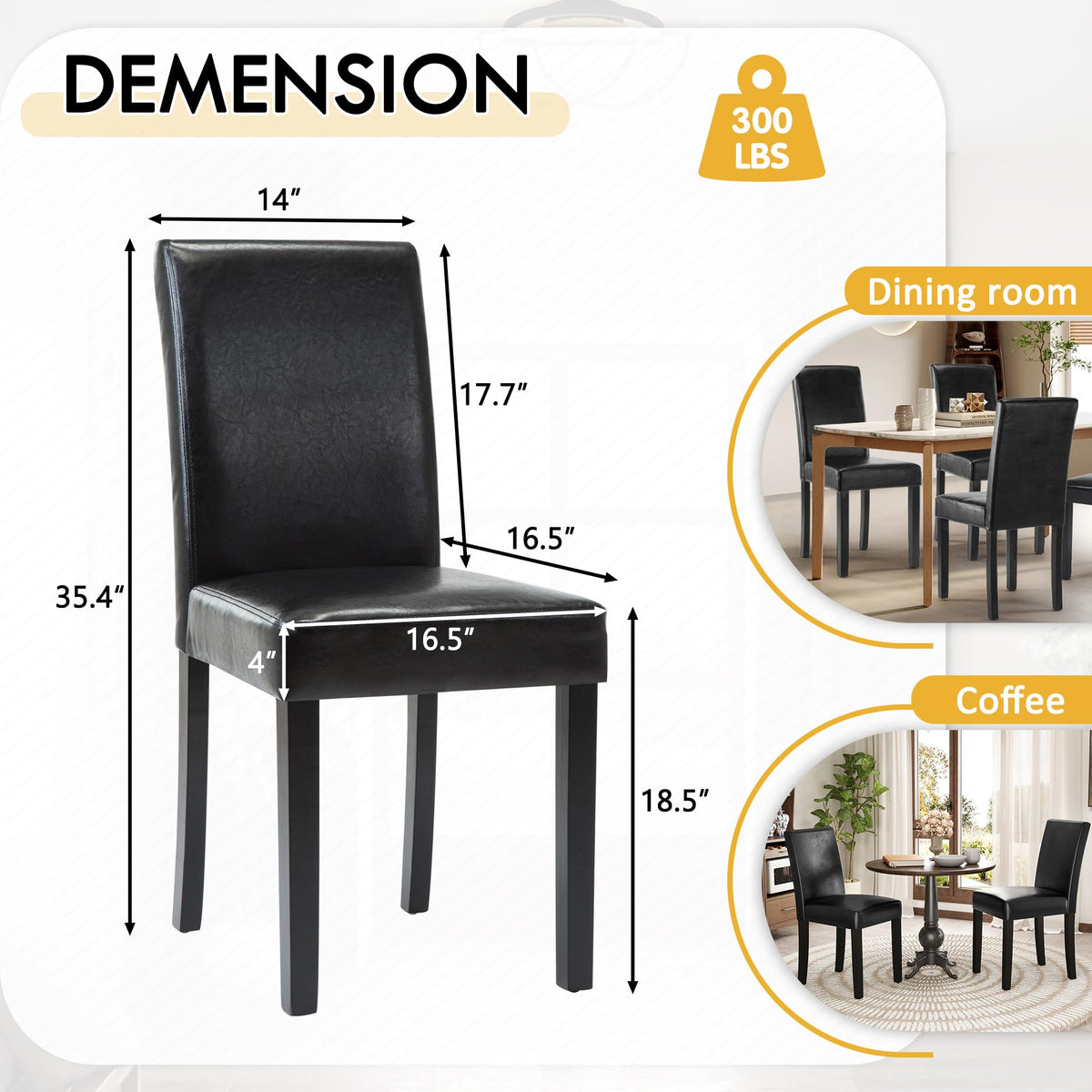 Black PU Leather Upholstered Dining Chairs Set of 6 G106471