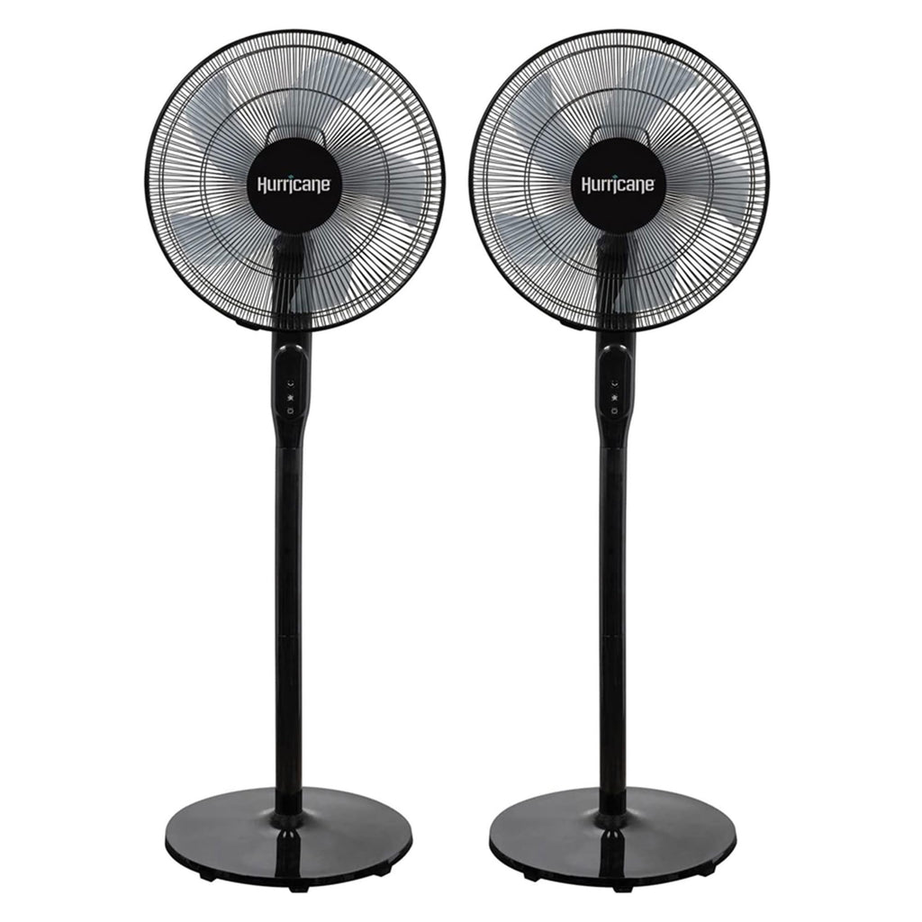2 Pack Oscillating Pedestal Stand Fan, 12-Speed, 16", Black with Remote Control L765