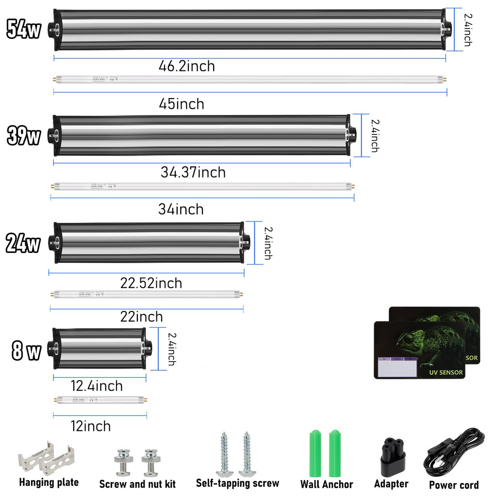 8W T5 UVB Reptile Light Fixture with Bulb 12inch V2892