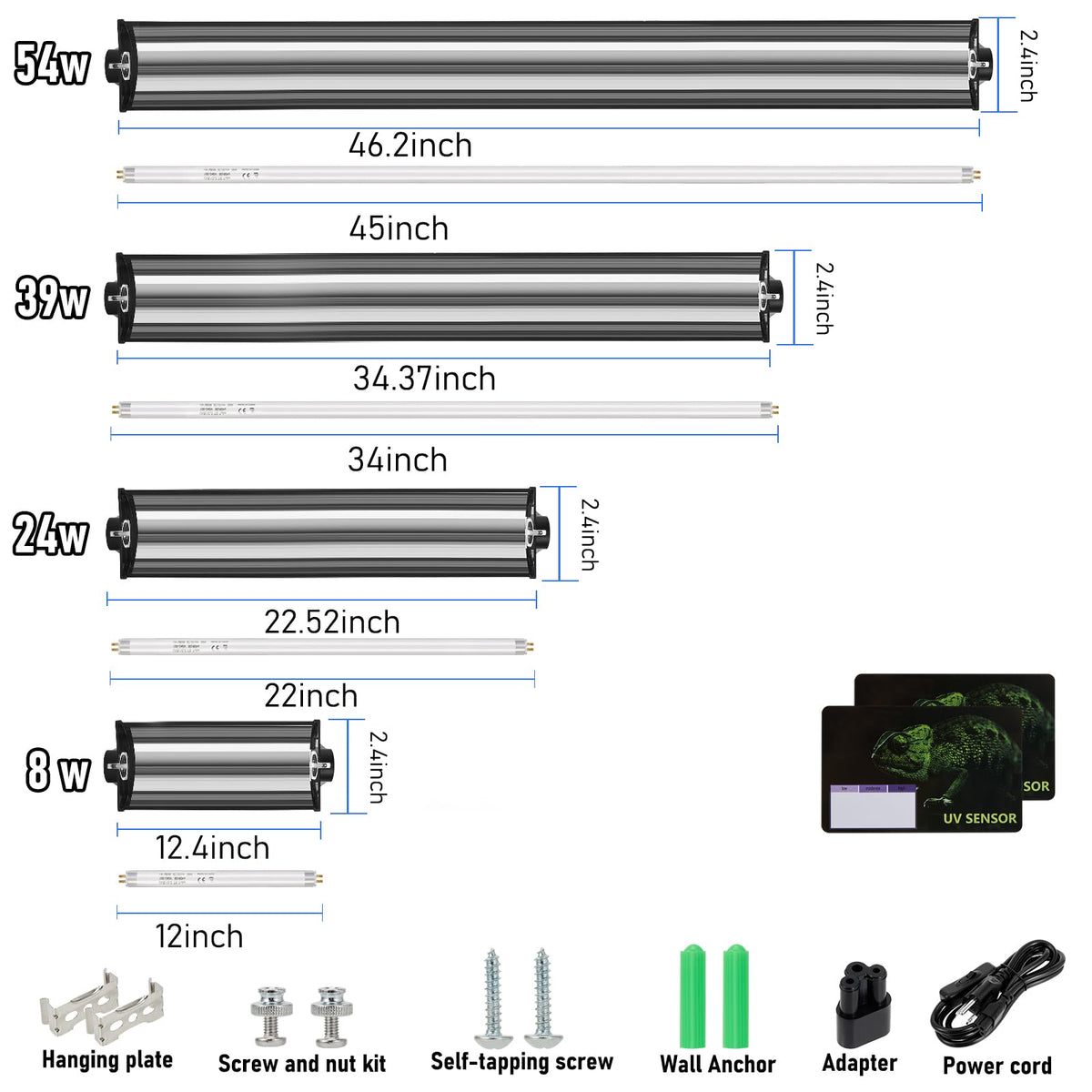 8W T5 UVB Reptile Light Fixture with Bulb 12inch V2892