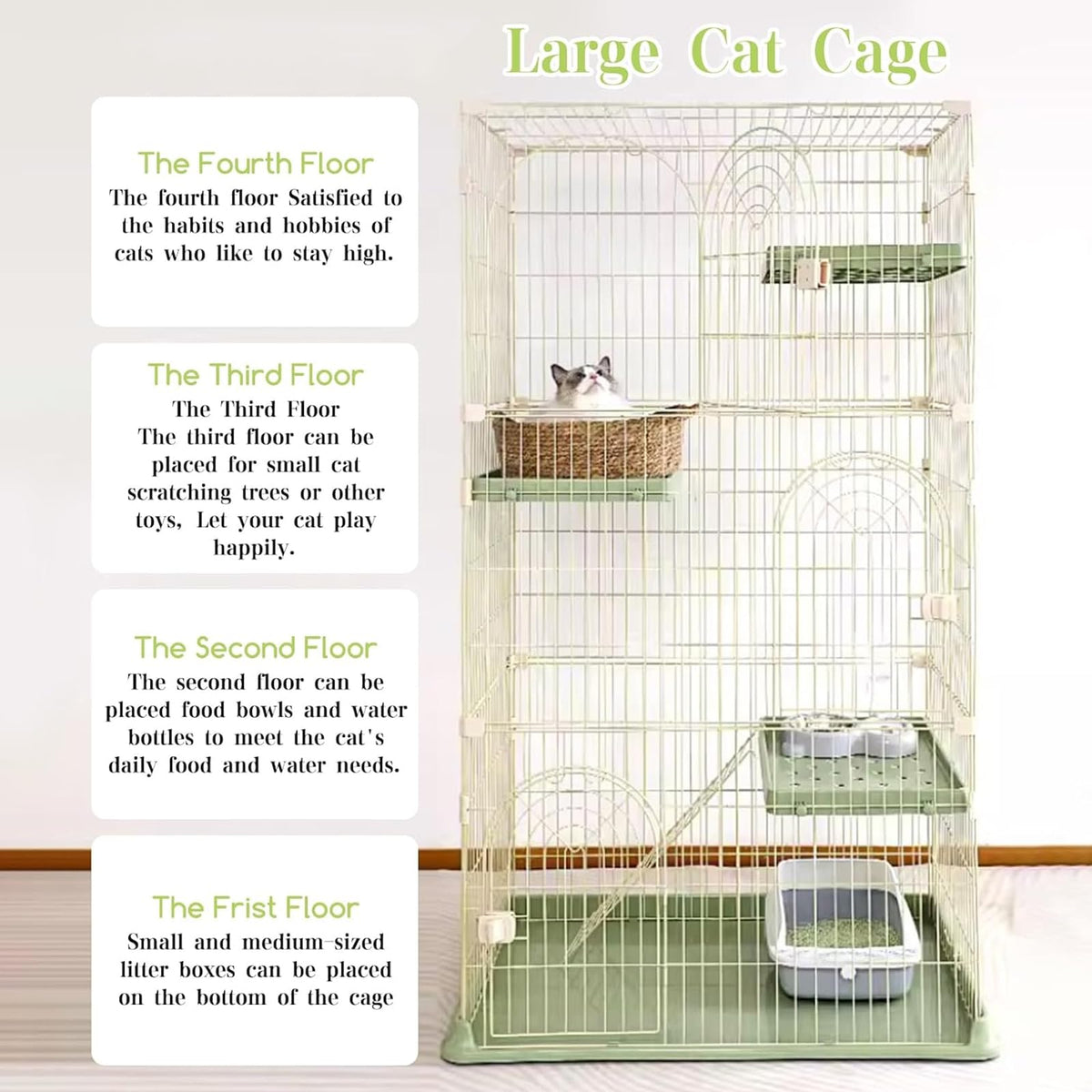 Pink Cat Cage with 3 Platforms and Ramp B14788