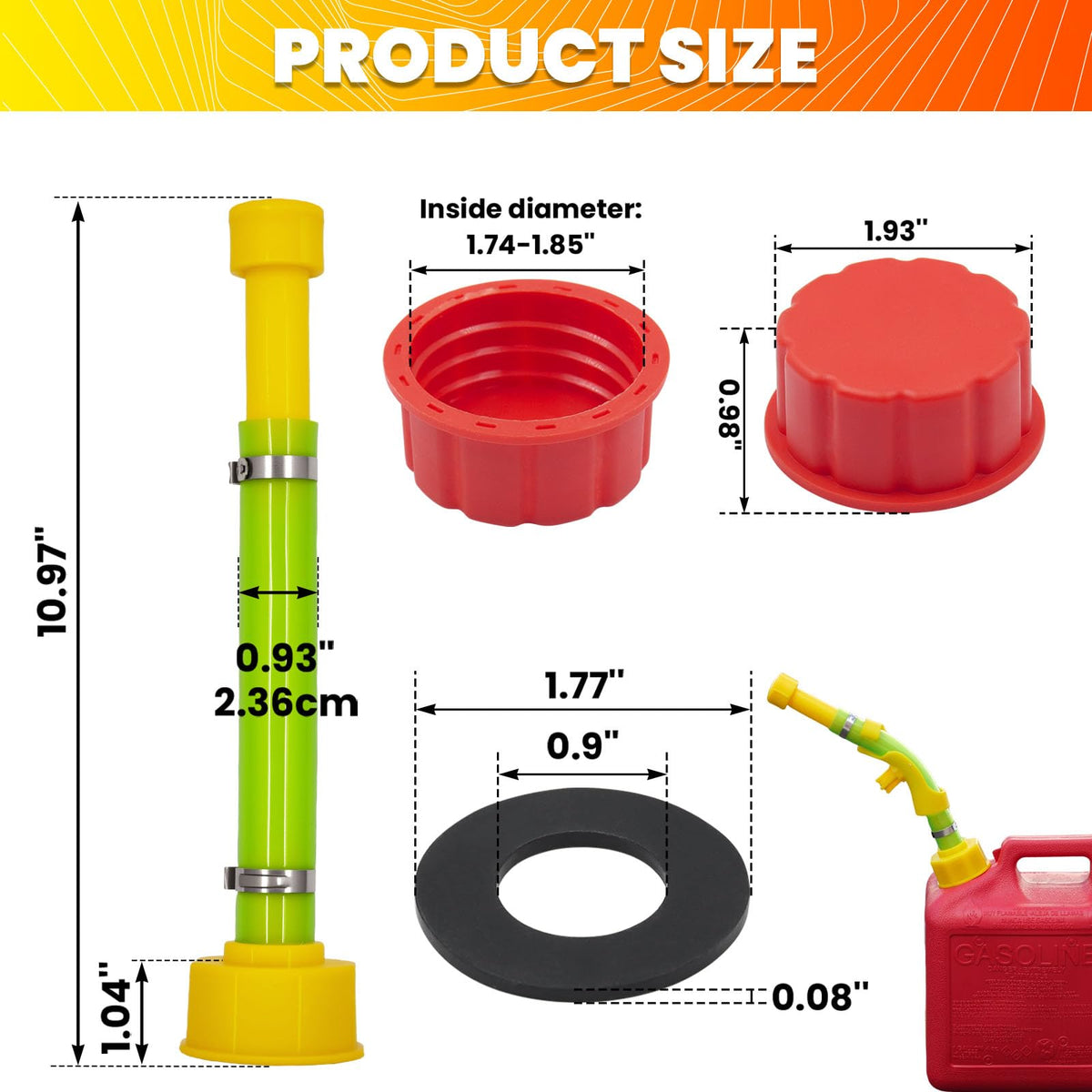 Gas Can Spout Replacement & Red Gas Cap Combo C64949