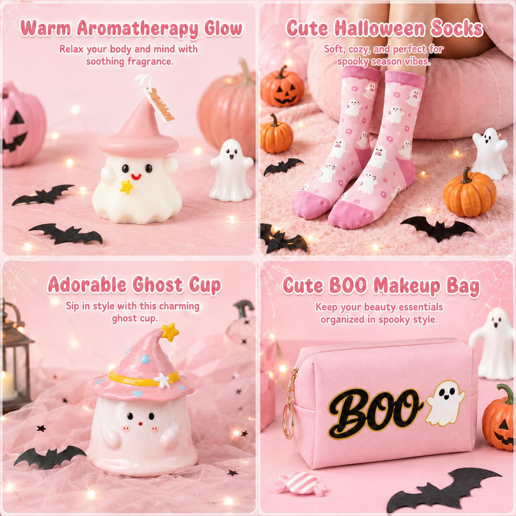 Pink Halloween Boo Basket Set with 14oz Cups A51833