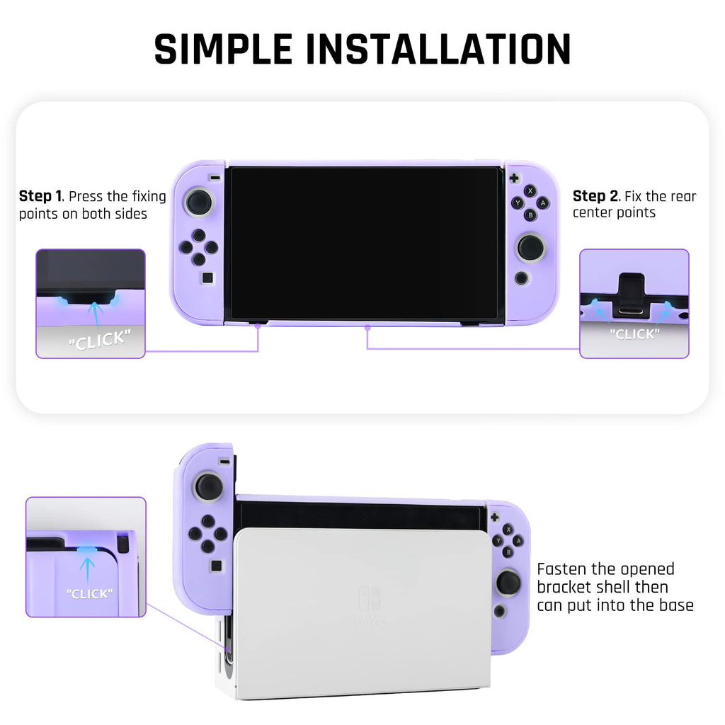 Purple Case for Nintendo Switch OLED Model with Screen Protector and 4 Thumb Grip Caps M204906