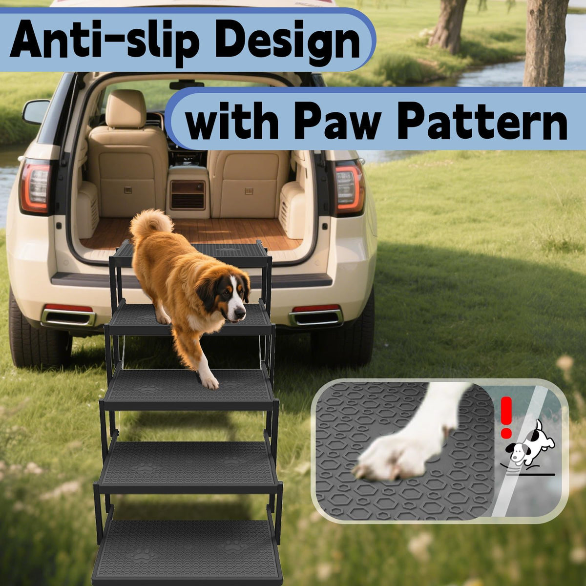 5-Step Foldable Non-Slip Plastic Dog Steps G2177