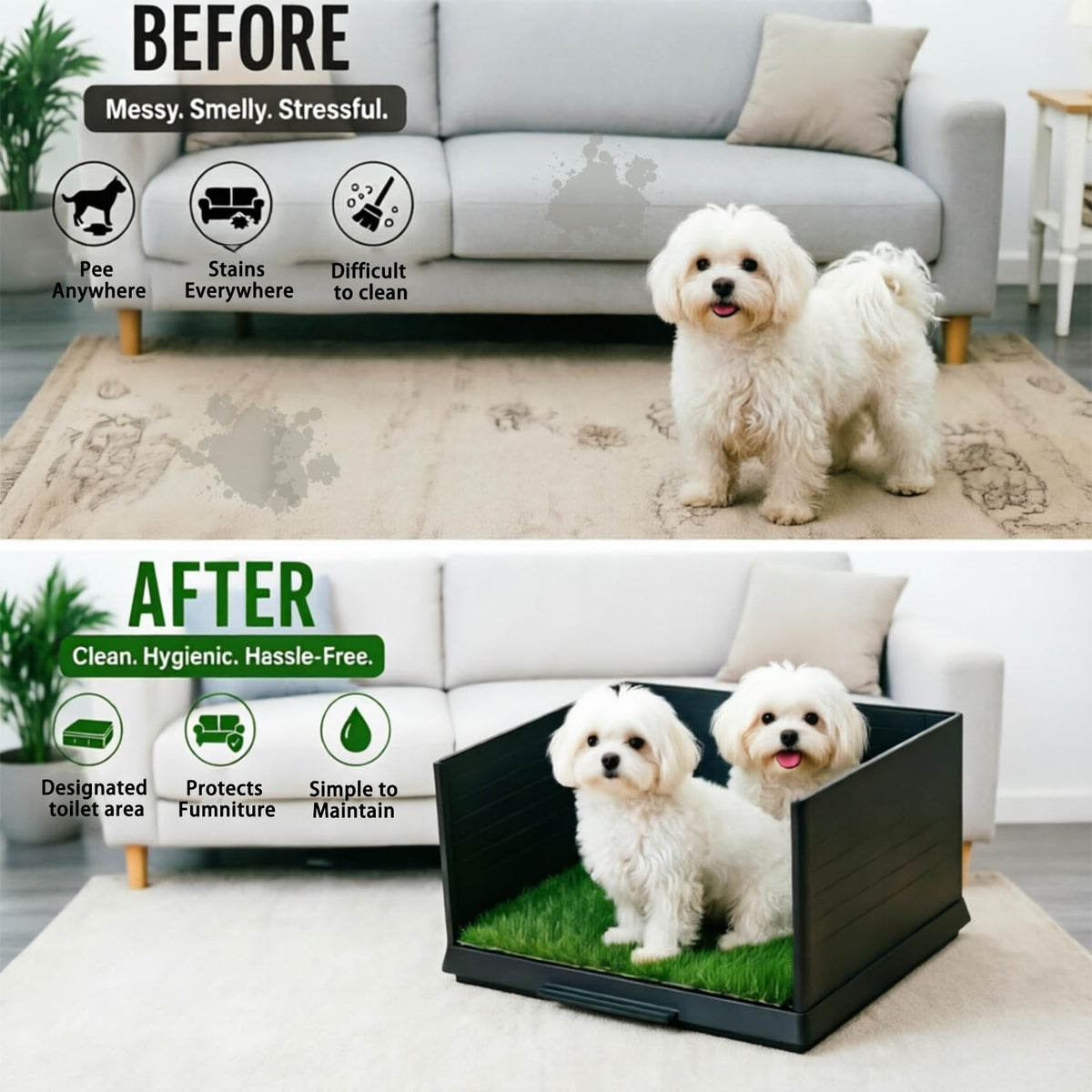 30"×20" Artificial Grass Dog Potty Tray V153
