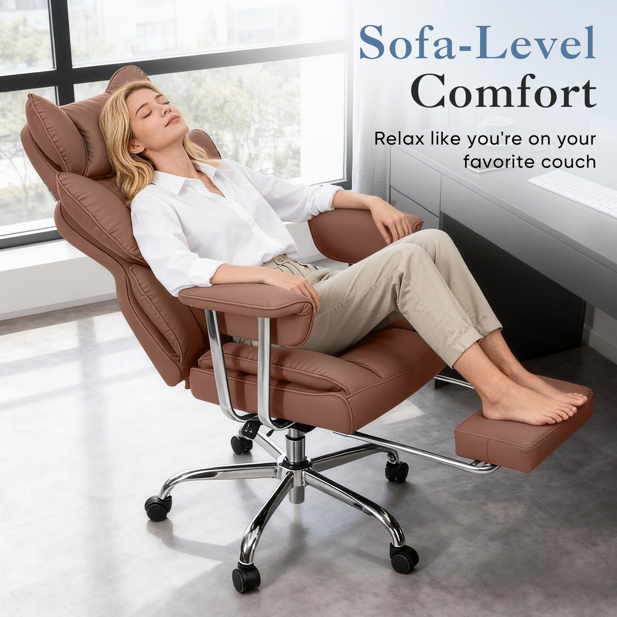 Big and Tall Home Office Desk Chair with Footrest M131573