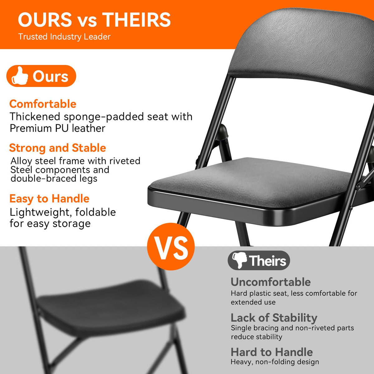 Folding Chairs with Cushion 10 Pack E830842