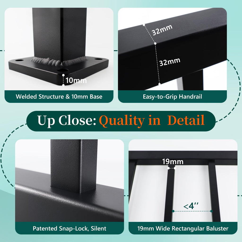 Aluminum Angle-Adjustable Stair Railing Kit H7184