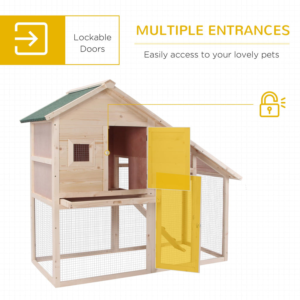 55" 2-Tier Wooden Rabbit Hutch with Ramp N221208