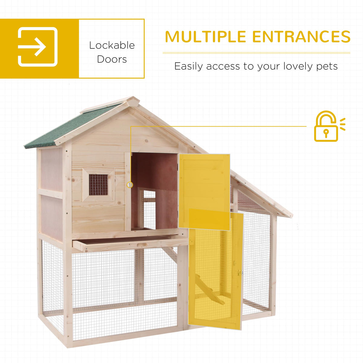 55" 2-Tier Wooden Rabbit Hutch with Ramp N221208