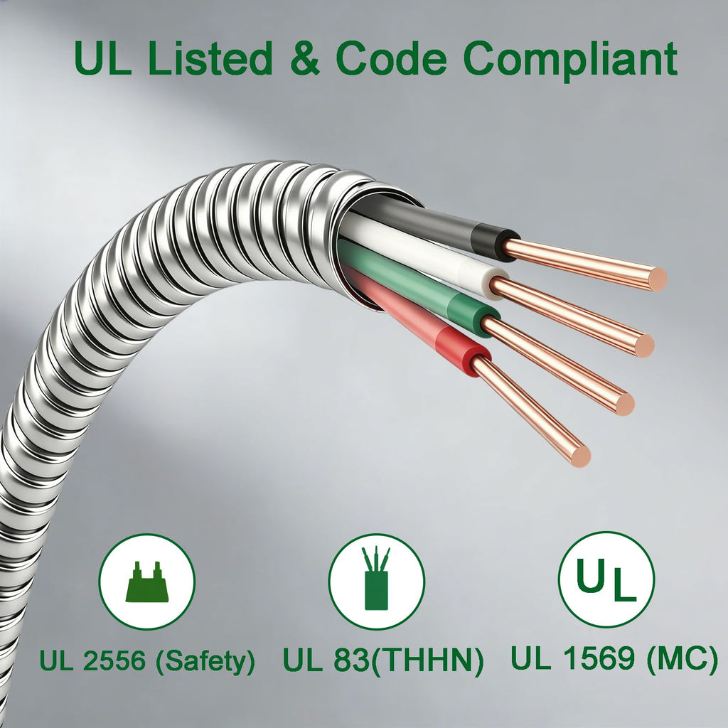 10 AWG Metal Clad Cable with Ground 50FT F82903