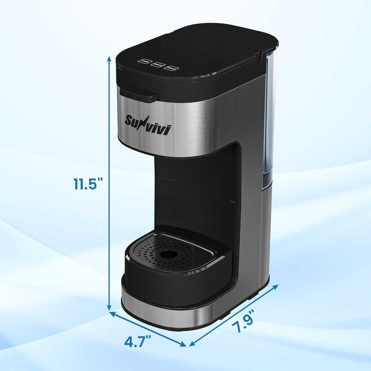 3-in-1 Single Serve Coffee Maker with Removable Water Reservoir, Black Z596408