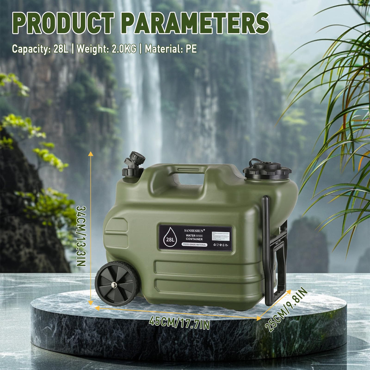 7.4 Gallon Water Jug with Wheels & Handle I97038
