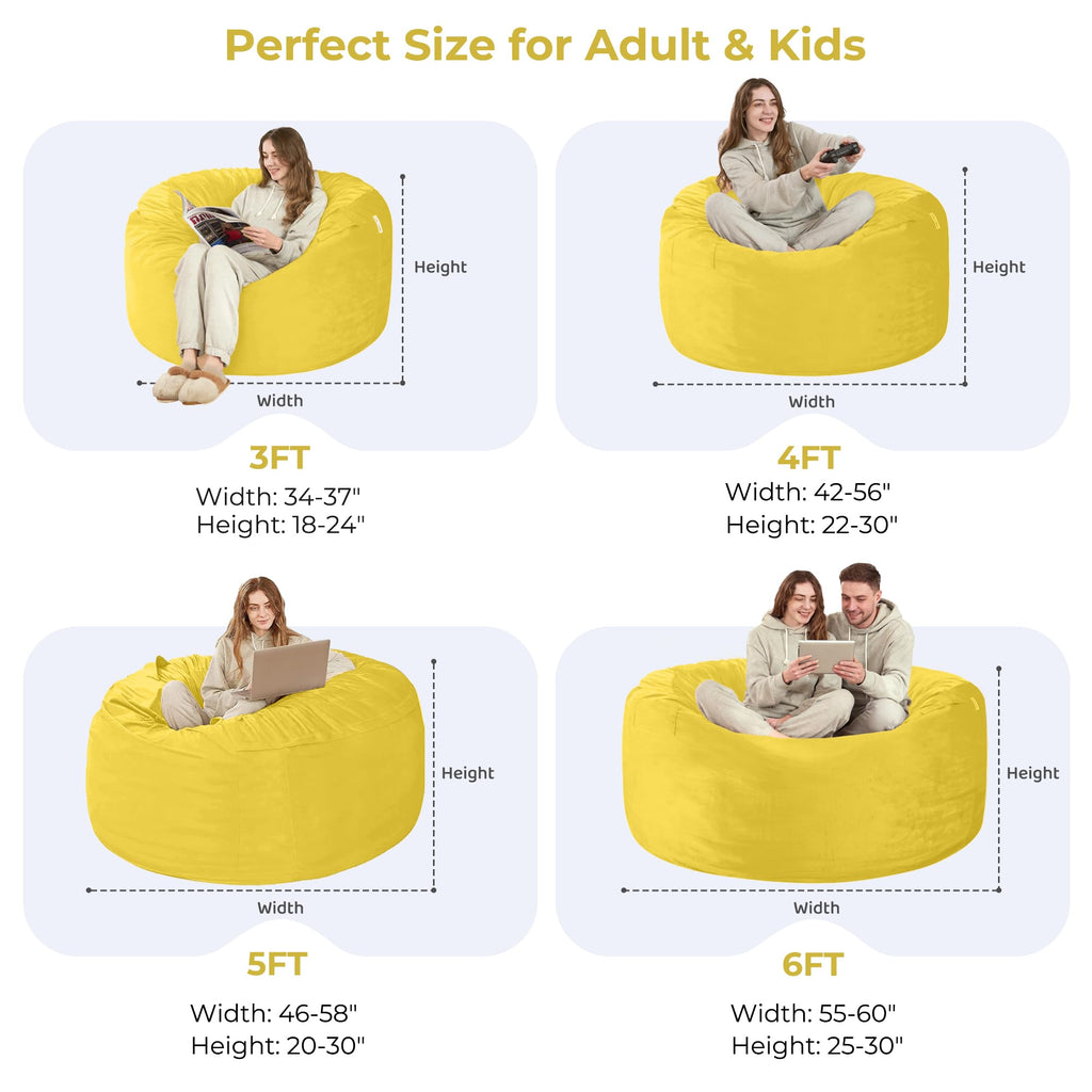 Giant 4' Memory Foam Bean Bag Chair with Microfiber Cover B32543