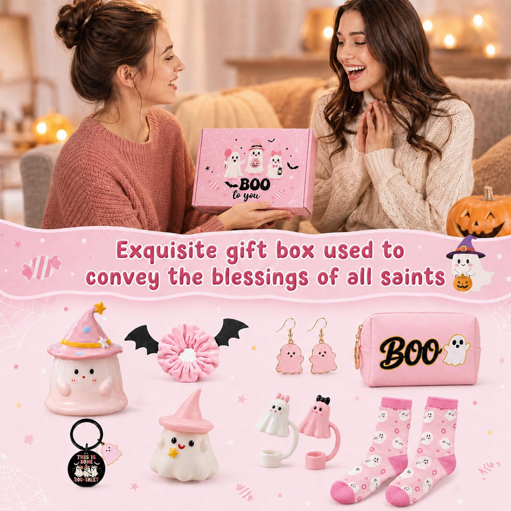 Pink Halloween Boo Basket Set with 14oz Cups A51833