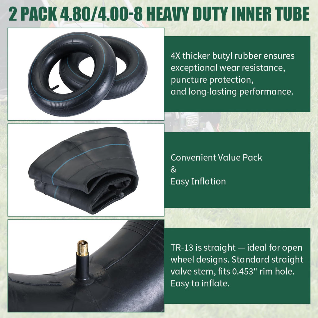 2Pcs 4.80/4.00-8 Inner Tubes with TR-13 Valve Stem P578